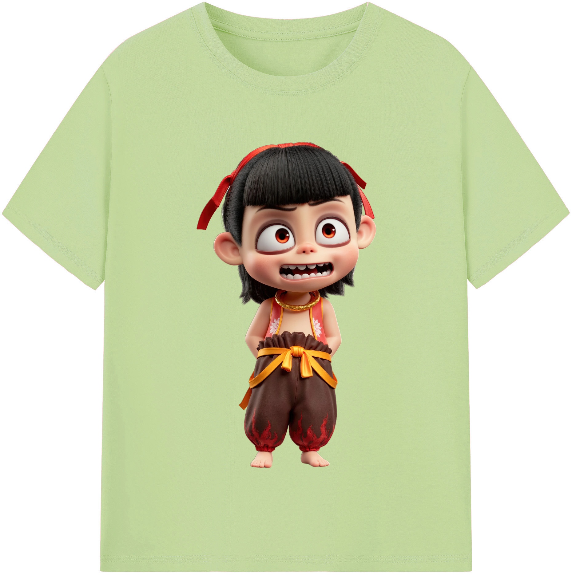 （画像用） Ne Zha 2 ナタ 魔童の大暴れ 綿100％半袖Tシャツ（フロントプリント）